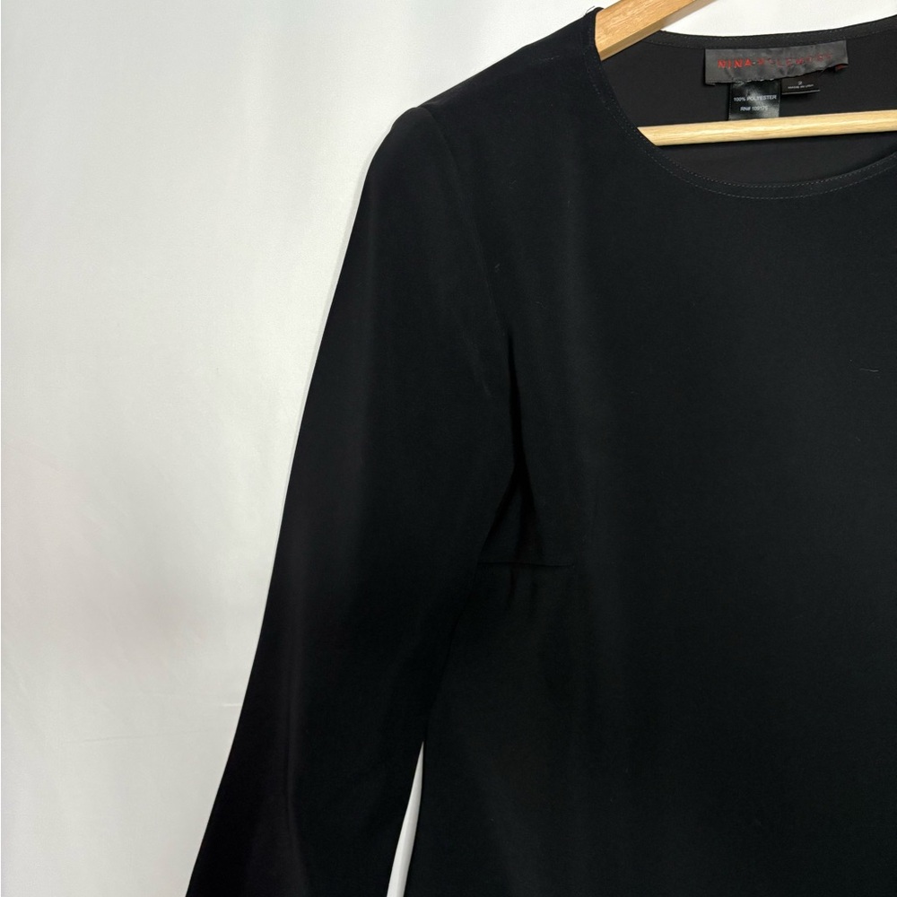Nina Mclemore Top Blouse Black 3/4 Sleeve Size 2 - Picture 3 of 6